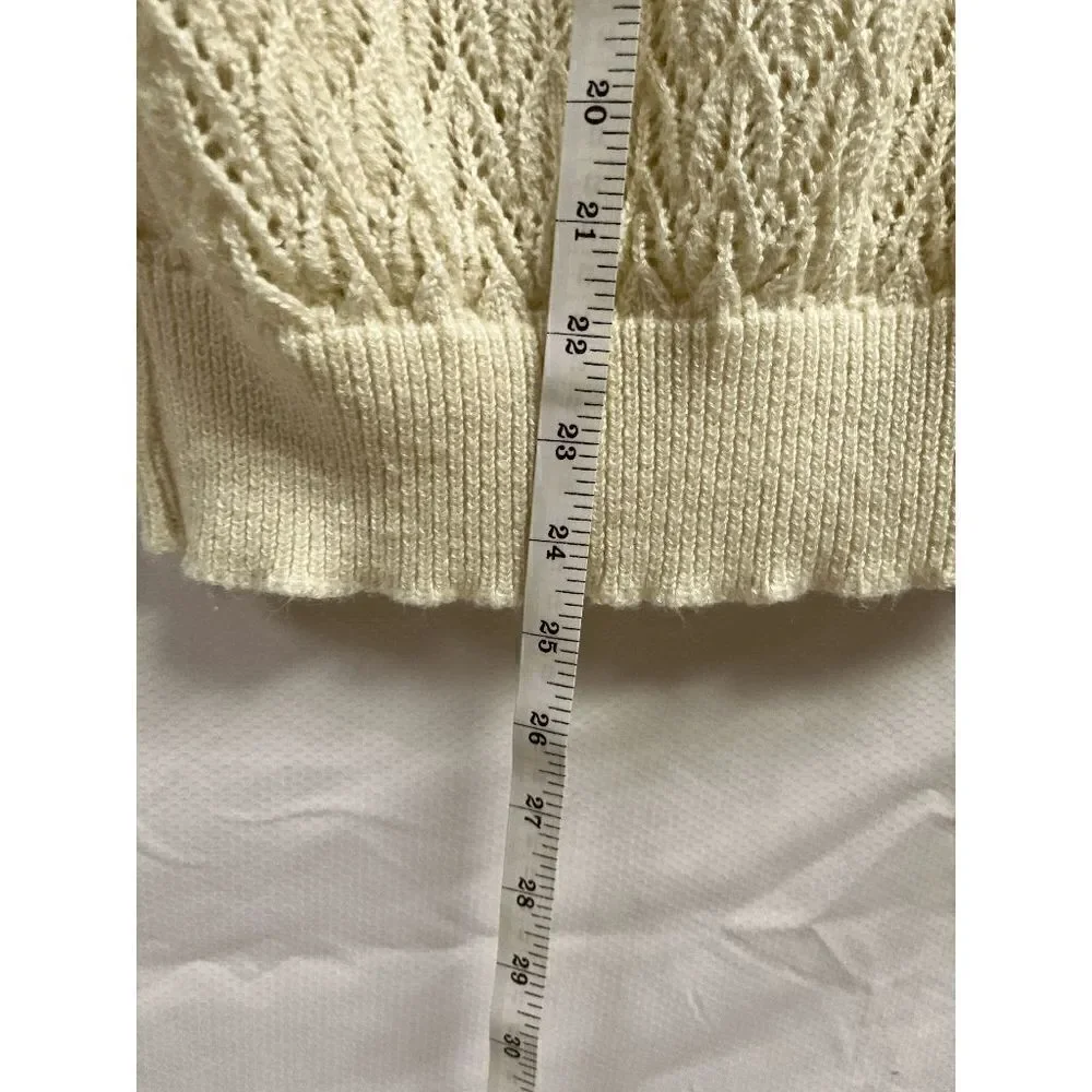 Womens Tunic Open Knit Long Sleeve Scoop neck Sweater Beige - Picture 2 of 7